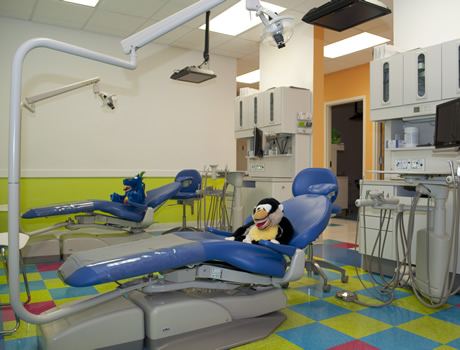 Treatment area complete with Televisions over each chair